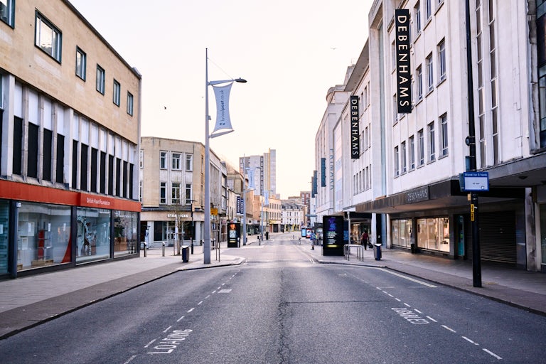 The Horsefair. Bristol during COVID-19 lockdown, April 2020. Photograph Copyright © Simon Holliday