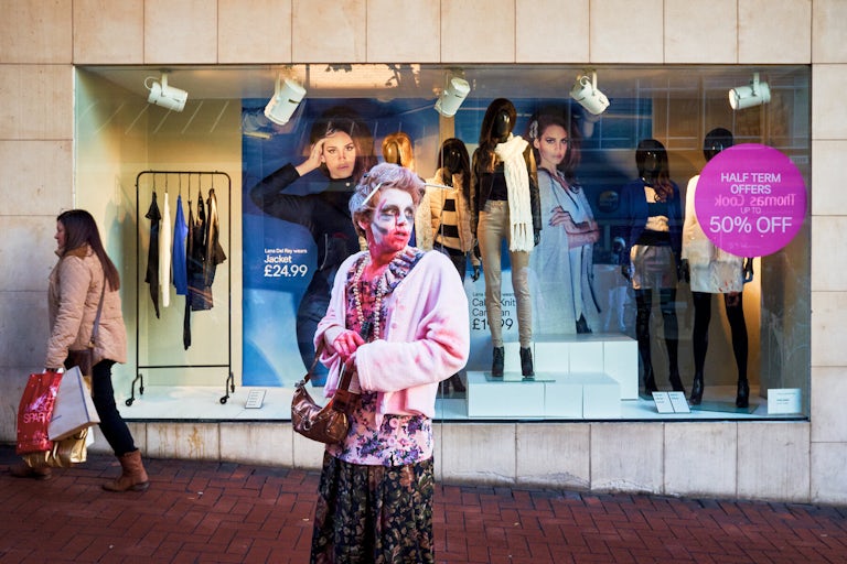 A straggler at the Zombie Walk, Bristol, October 2012. Photograph Copyright © Simon Holliday