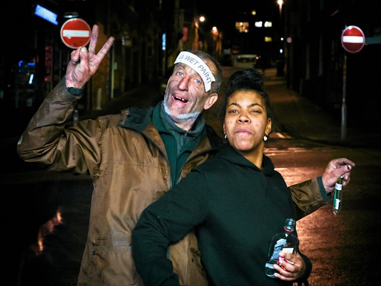 Darius and Shanice outside Premier Express, Bristol, February 2023. Photograph Copyright © Simon Holliday
